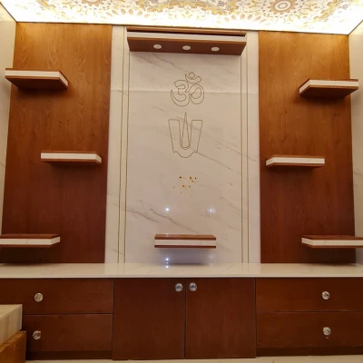 Wood, marble, or other materials Mandir